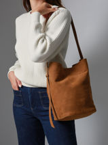 Shoulder Bag Backpack M Cavalier Nubuck Leather Etrier Beige cavalier nubuck ECAN126M-vue-porte