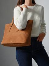 Shopping Bag Cavalier Nubuck Leather Etrier Beige cavalier nubuck ECAN127M-vue-porte