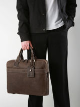 1 Compartment Spider Business Bag  With 15" Laptop Sleeve Etrier Brown spider ESPI8021-vue-porte