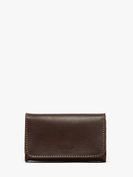 Coin Purse Oil Leather Etrier Brown oil EOIL650